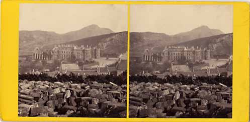 GW Wilson stereo card - Holyrood Palace from Calton Hill