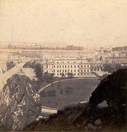 Enlargement of GW Wilson stereo card  -  Holyrood from Arthur's Seat