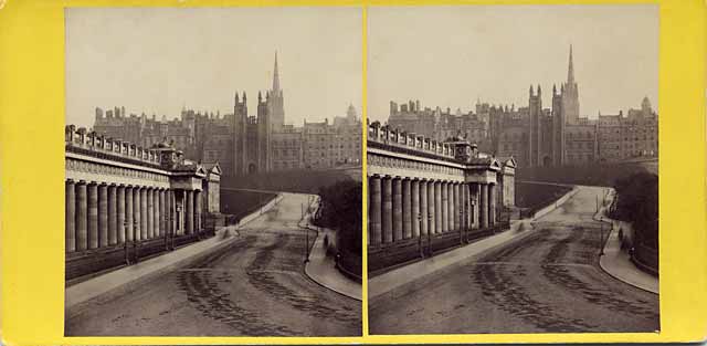 GW Wilson stereo card  -  Assembly Hall, etc. from Princes Street