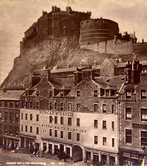 Enlargement of Stereoscopic View by George Washington Wilson - Edinburgh Castle from the Grassmarket