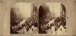 An early Stereo View by an unidentified photographer  -  Procession in the Royal Mile, Edinburgh, 1858