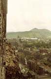 Looking down from Edinburgh Castle to Grassmarket, and across to Arthur's Seat