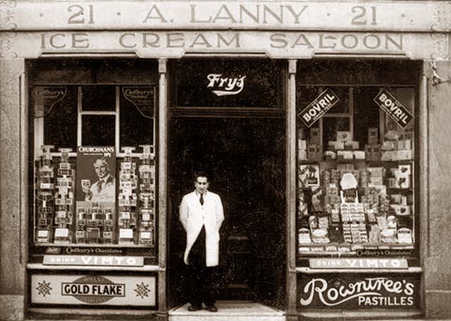 A Lanny and his ice cream shop in Henderson Street, Leith, 1924