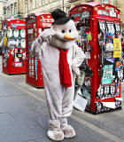Fringe Performer dressed as Snowman in the High Street  -  August 2013