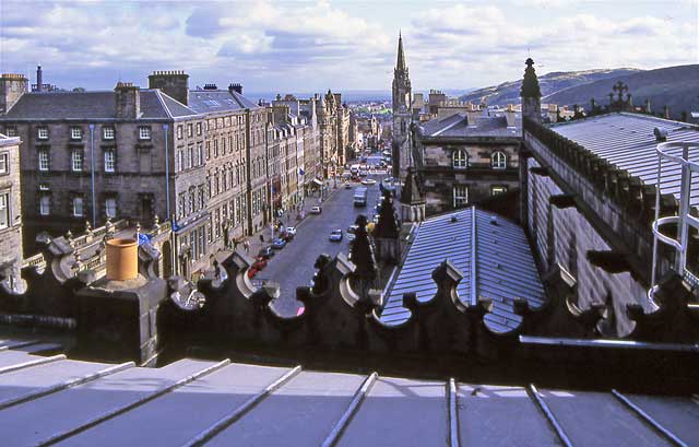 Looking down the Royal Mile from the roof of St Gile's Church - 1992