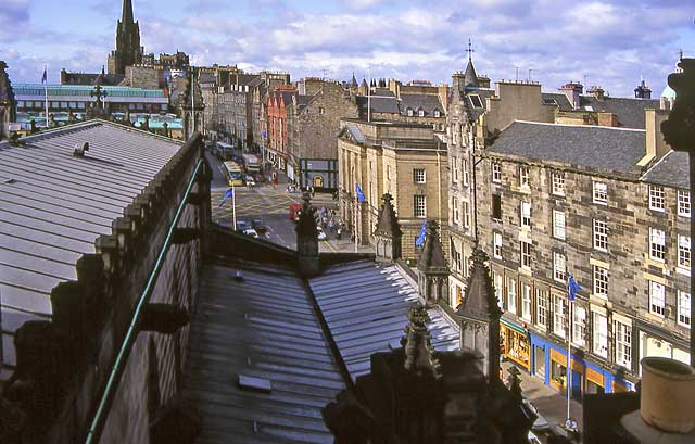 Looking up the Royal Mile from the roof of St Gile's Church - 1992