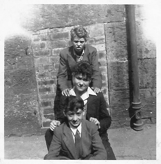 Three boys near the Howe Street end of Jamaica Street, around 1952
