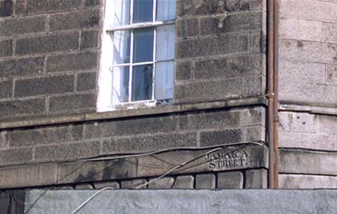 Old street names on buildings in Leith  -  Jamaica Street, Leith