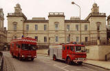 Fire engines facing north in Princes Street.  Register House is in the background.
