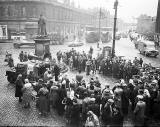 A crowd gathers at the Foot of Leith Walk.  Was this photo taken in 1951 or in 1955?