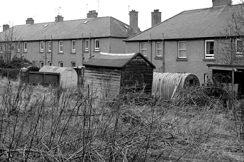 Anderson Shelters in Back Gardens at Newtoft Street, Gilmerton  -  2011
