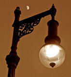 Zoom-in to one of the Lamp Posts on George IV Bridge with Moon in the Backgroun - 2011