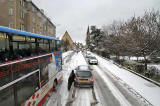 View from the top deck of a No 19 bus  -  Orchard Brae, following a snow storm  -  December 2009