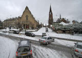 View from the top deck of a No 19 bus  -  Queensferry Road at the top of Orchard Brae, following a snow storm  -  December 2009