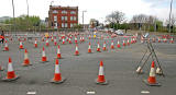 Roadworks on the site of the former roundabout at Portobello  -  April 2009