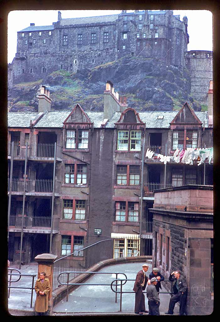 Photograph taken by Charles W Cushman in 1961 - Portsburgh Square and Edinburgh Castle