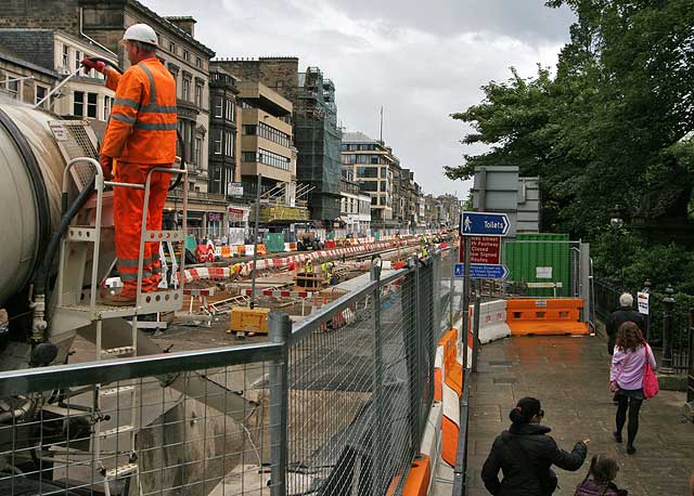 Road Works  -  Looking along Princes Street from the West End - 2009