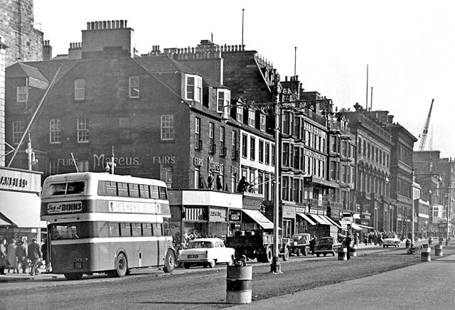 Princes Street Lamp Posts in late-1950s  -  Marcus Furs and other shops