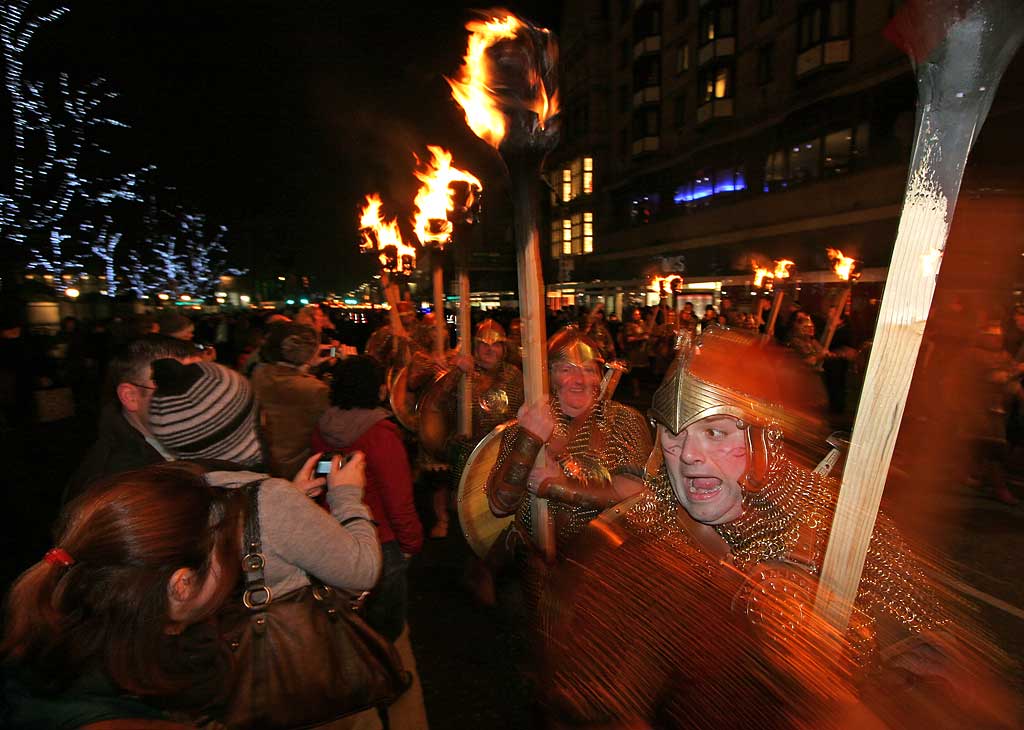 Torchlight Procession to Calton Hill  -  December 29, 2008  -  Passing along Princes Street