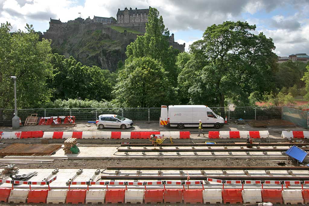Preparing Princes Street for the arrival of trams in 2011