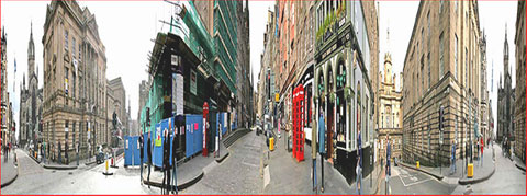 Royal Mile Panorama, stretched vertically using Photoshop  -  Photos taken 2007