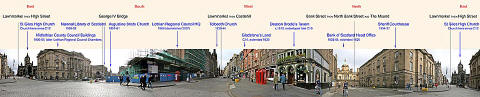The Royal Mile  -  360 degree panoramic view from the junction with Bank Street and George IV Bridge
