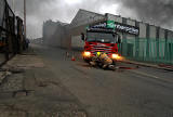 One of the fire engines attending a fire in Salamander Street, Leith  -  9.15pm on July 5, 2012