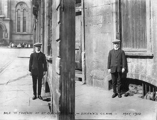27 Sheriff Brae, Leith,hole in footway -  1910