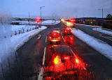 Lookiing to the norrth down Straiton Road towards IKEA and Edinburgh  -  Photo taken from the top deck of a No 47 bus on Christmas Eve, 2009