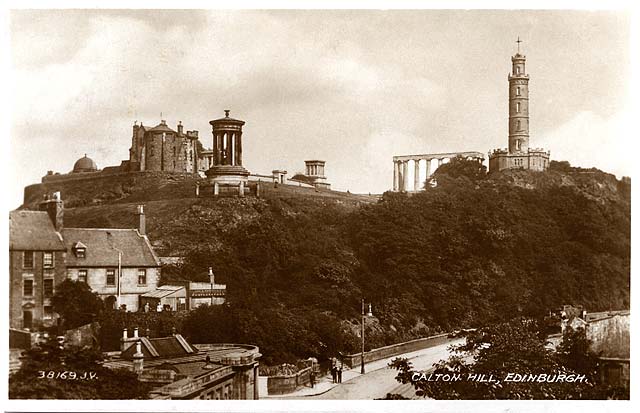 Valentine Postcard 4-  Waterloo Place and Calton Hil